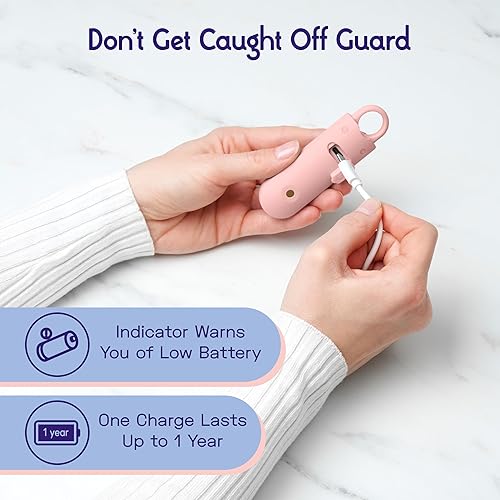 Miniatura 6 de Vantamo Alarma personal para autodefensa con aviso de batería baja, luz estroboscópica y extra fuerte de 130 dB doble altavoces, juego de llaveros