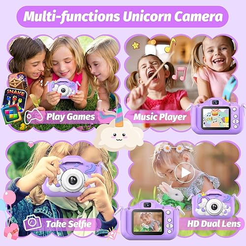 Miniatura 10 de 2024 Upgrade Kids Camera for Girls, Christmas Birthday Gifts for Girls Boys, 1080P HD Selfie Digital Video Camera for Toddlers, Cute Portable Little