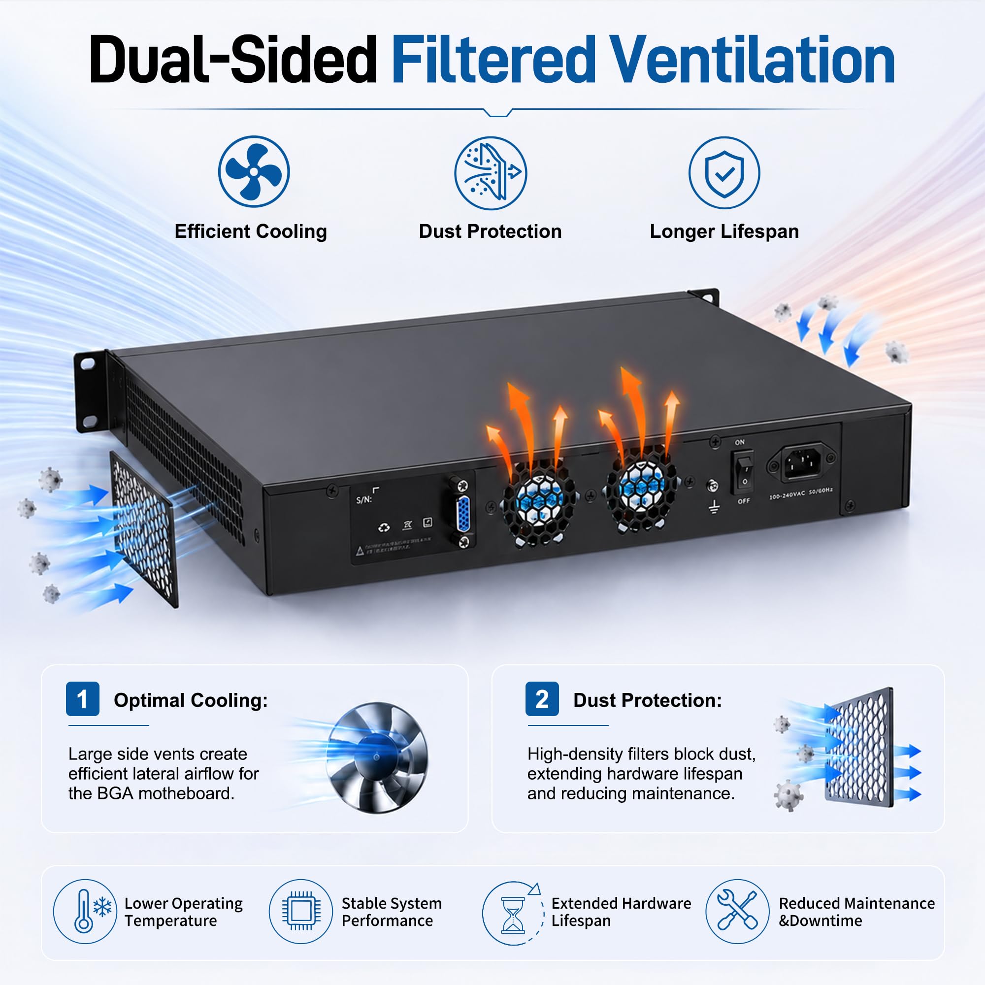 SJRC 1U 10GbE Firewall Appliance, 2 x 82599ES SFP+ 10Gbe, 6 x 2.5GbE i226-V, Core i3-3110M, 19" Rack Router Hardware, OPNsense Homelab Server, Barebone NO RAM/SSD/OS, VGA