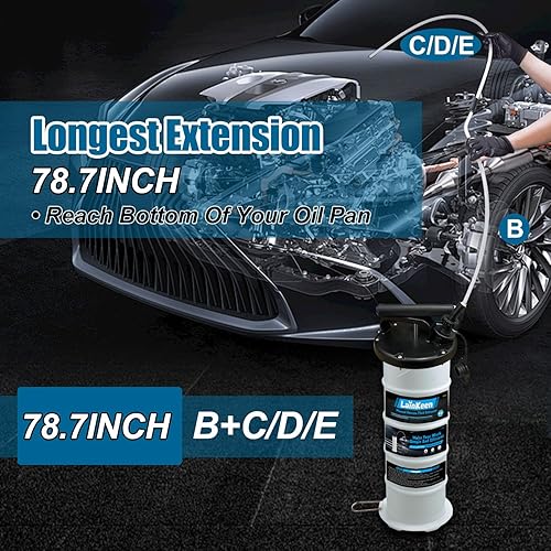 Miniatura 3 de LainKeen Kit de herramientas manuales de bomba extractora de líquido de aceite manual de 6.5L, extractor de bomba de vacío de cambio de aceite para