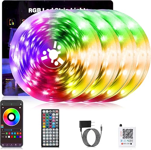 Miniatura 6 de Tira de luces LED para dormitorio, 200 pies (2 rollos de 100 pies) RGB, tira de luces LED sincronizadas con música, tiras de luces inteligentes