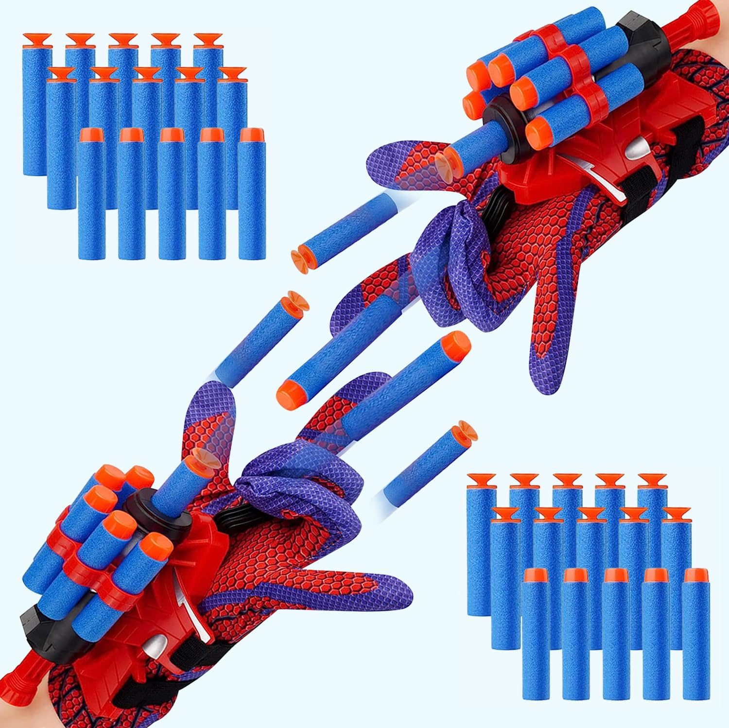Set of 2 Spider Web Shooters Toy Set, Superhero Glove Launcher, Safe Outdoor Action Toys for Kids, Halloween Christmas Birthday Party Gifts for Boys and Girls (AA, 2)