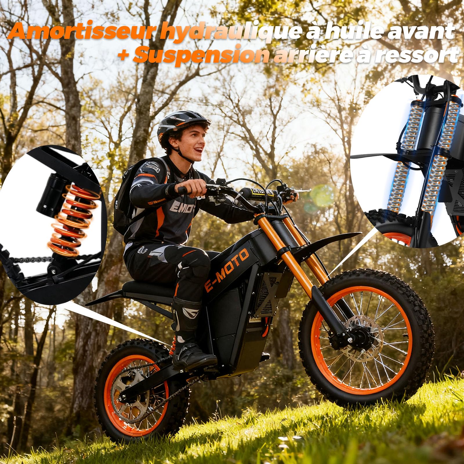 Vélo Électrique Adulte Ados Ebike 14" 12" VTT Tout-Terrain 48V 20.8Ah Batterie Autonomie 45-55km Suspension Hydraulique Double Disque 3 Speed Modes