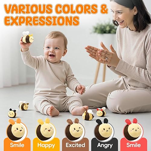 Miniatura 4 de Juguetes para bebés de 6 a 12 meses Juguete infantil de colmena con 5 abejas sensoriales de peluche, arrugado, sonajero, espejo y música, juguetes