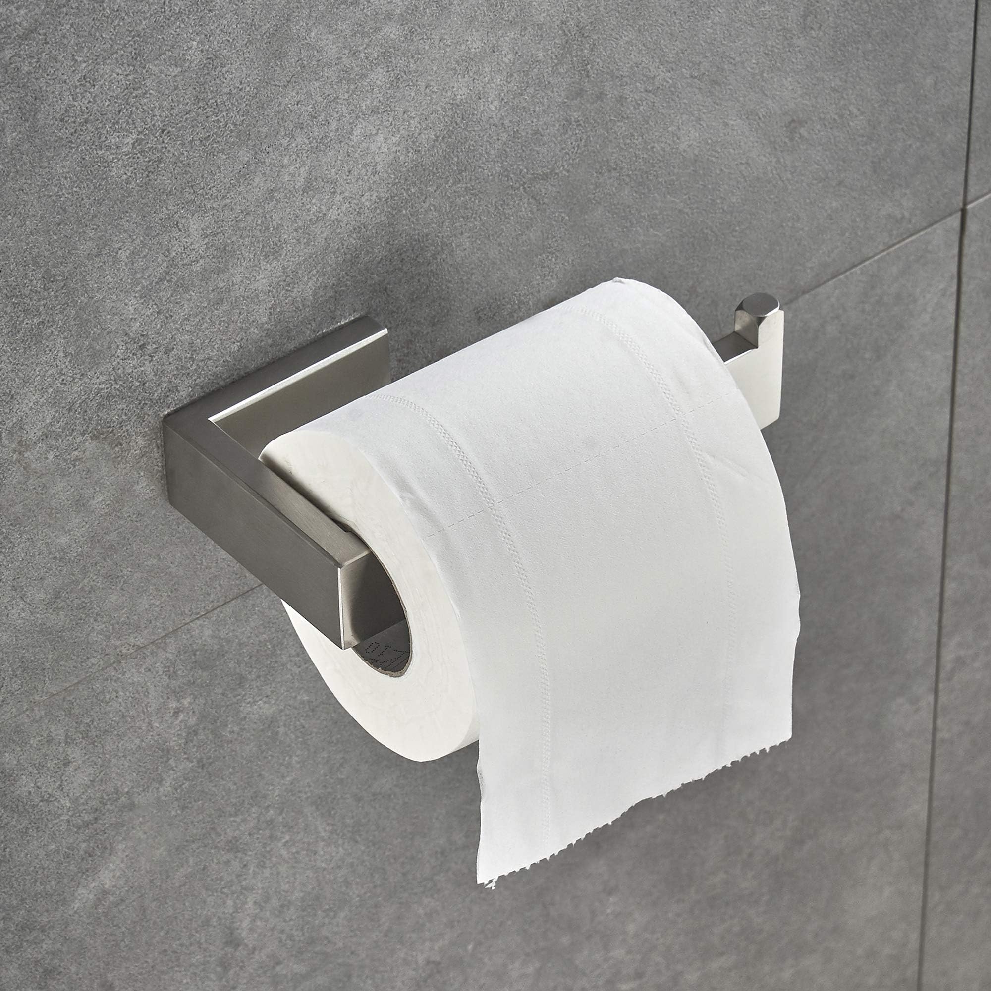 JunSunRectangular Toilet Paper Holder Stainless Steel Contemporary Tissue Holder Bathroom Hardware Modern Paper Towel Roll Holder Toilet Roll Holder Bathroom Accessories Wall Mounted Brushed Nickel