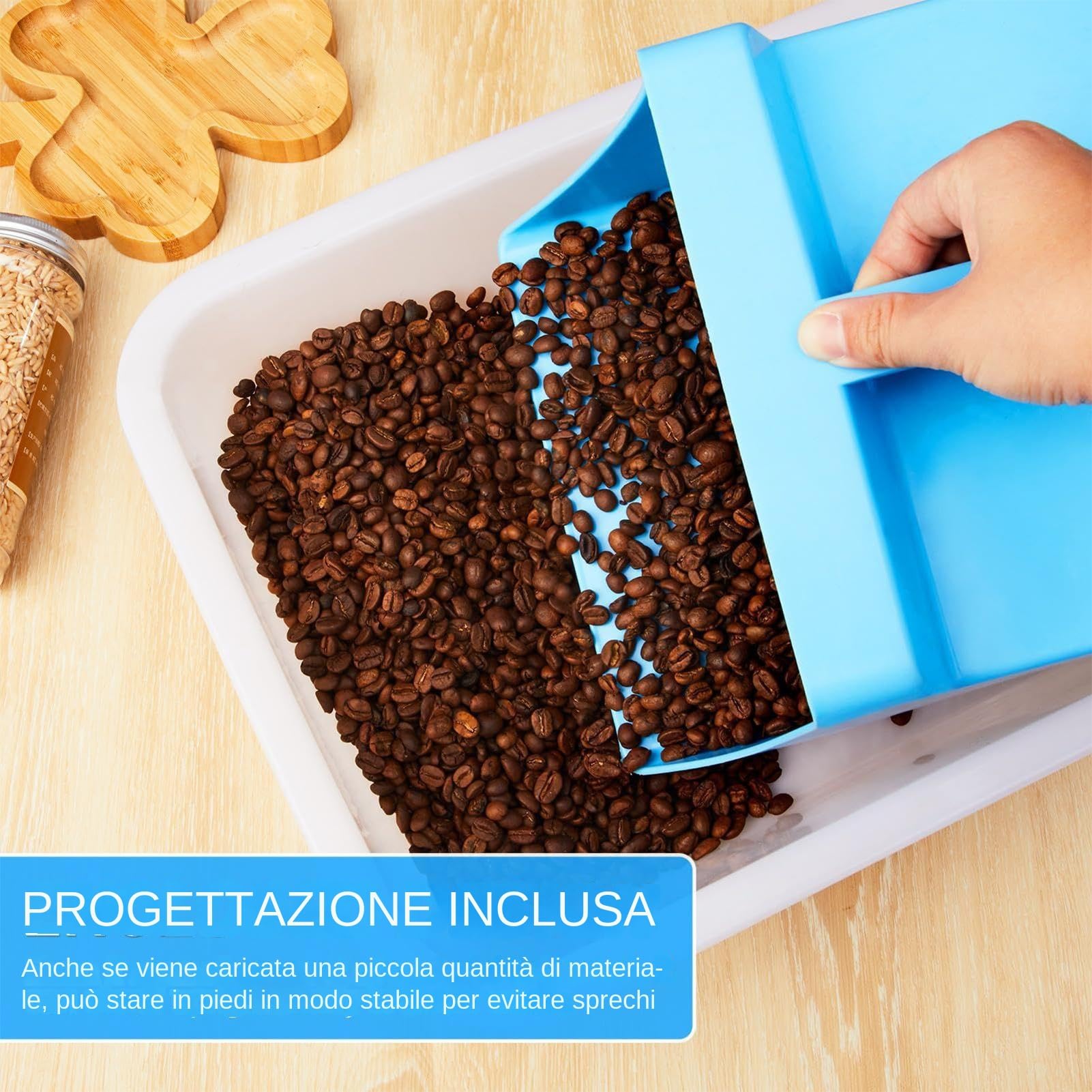 Grande para piensos - multiusos para cereales de 21 cm y 128 onzas | Pala cerrada con asa lateral, adecuada para pollos, ganado, pienso, cocinas de restaurantes.