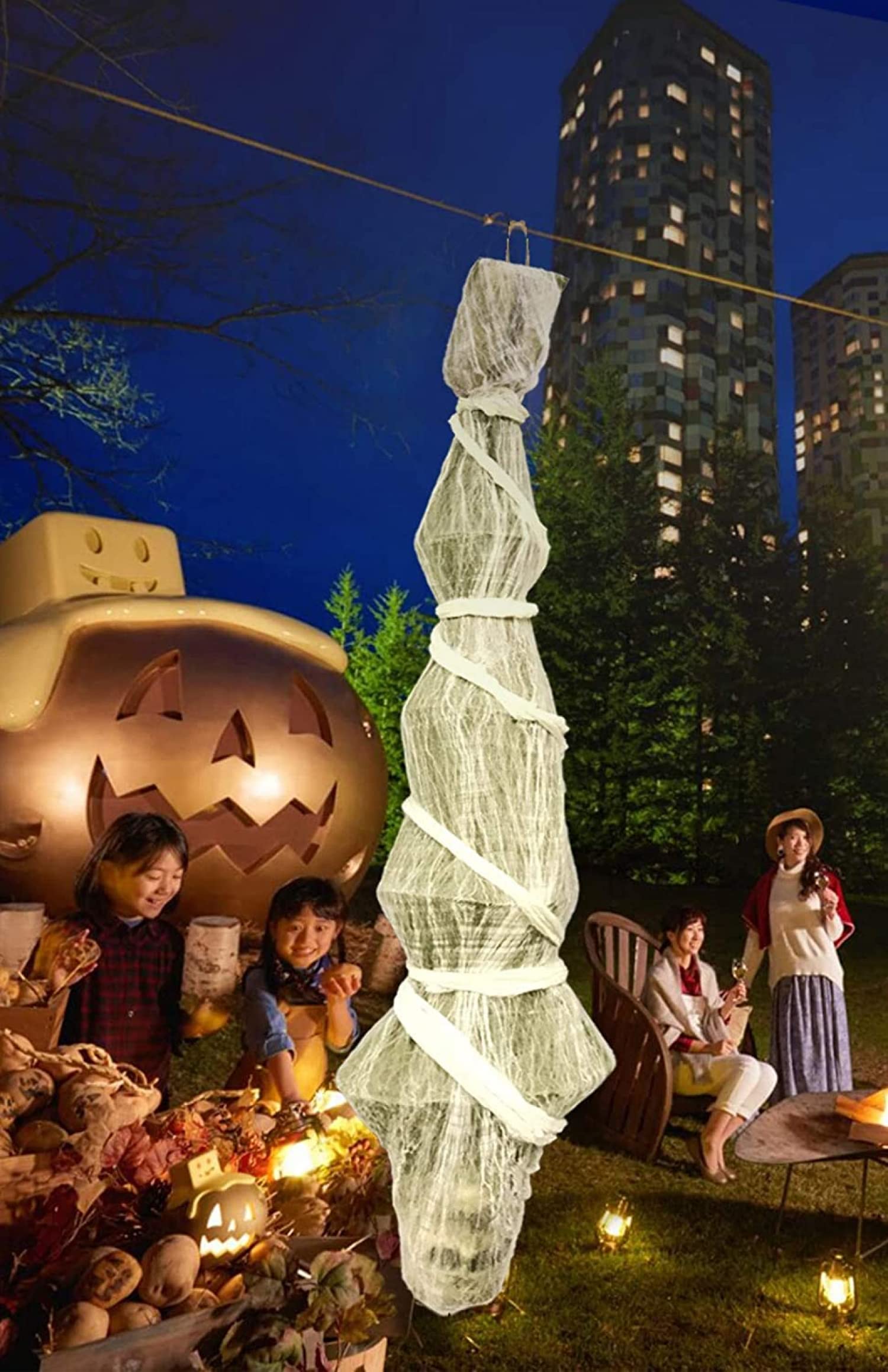 Decorazioni di Halloween Oggetti di Scena per Cadavere da Appendere All'aperto Corpo di Scheletro Spaventoso Interno Ragnatela