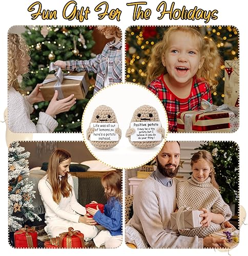 Miniatura 7 de 2 mini papas divertidas positivas, 3 pulgadas, interesante muñeca de patata de lana de punto, creativa, bonita, divertida, vida positiva para