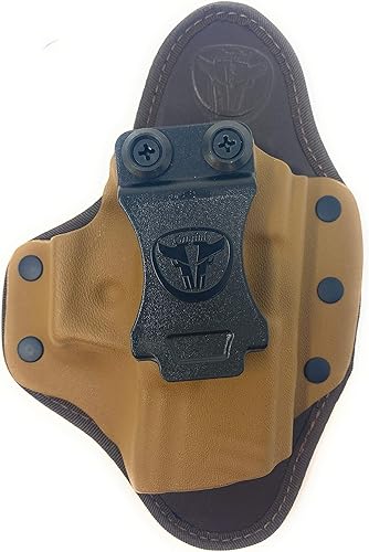 Cardini Leather USA – IWB Cáscara Series Hybrid Kydex y funda de cuero – transporte oculto – marrón coyote – para Glock 43 – mano derecha