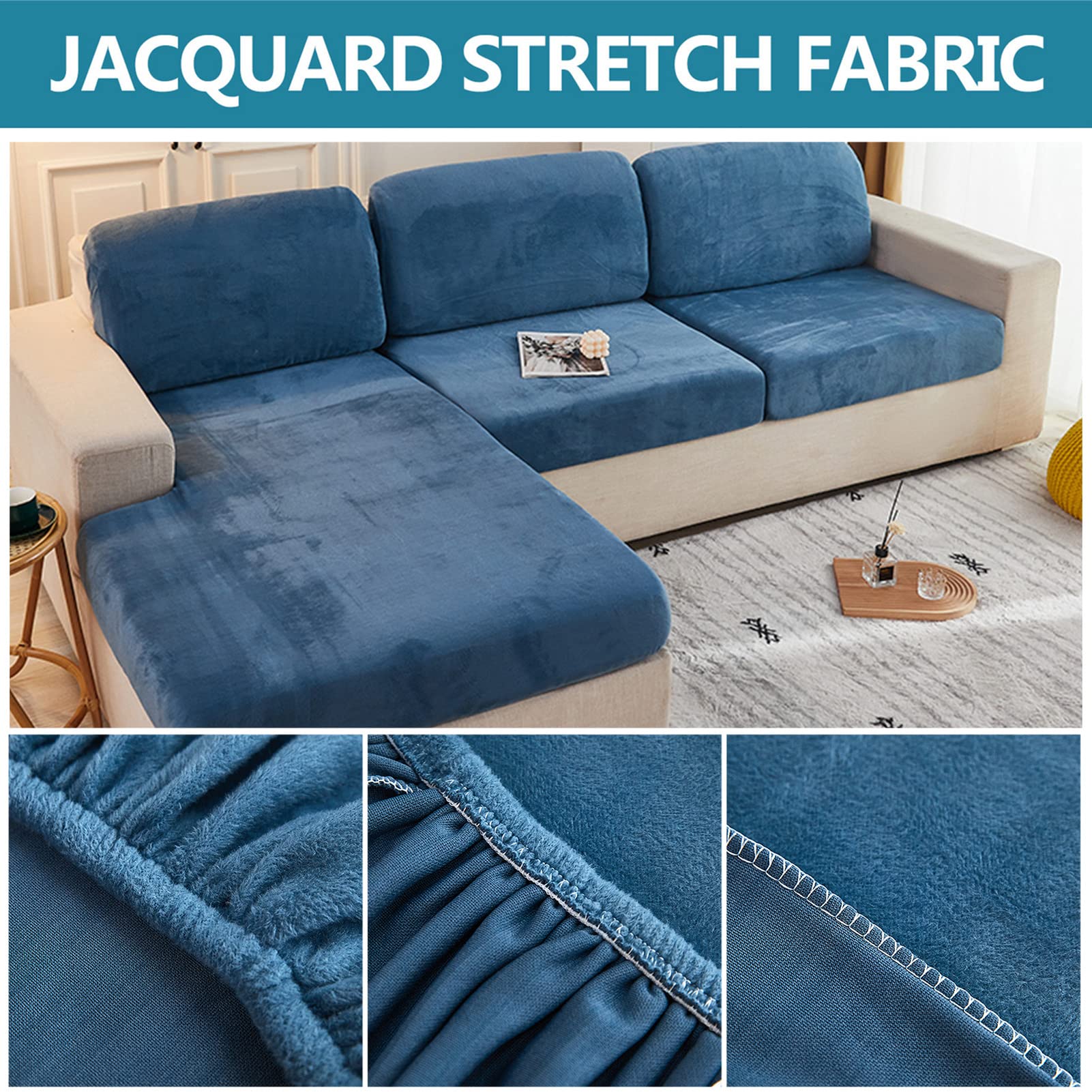 2 coprisedie per sedie e sedie, per soggiorno, poltrona, divano, copridivano, con federe individuali, per mobili e sedie, con tessuto jacquard spesso (piccolo, avorio