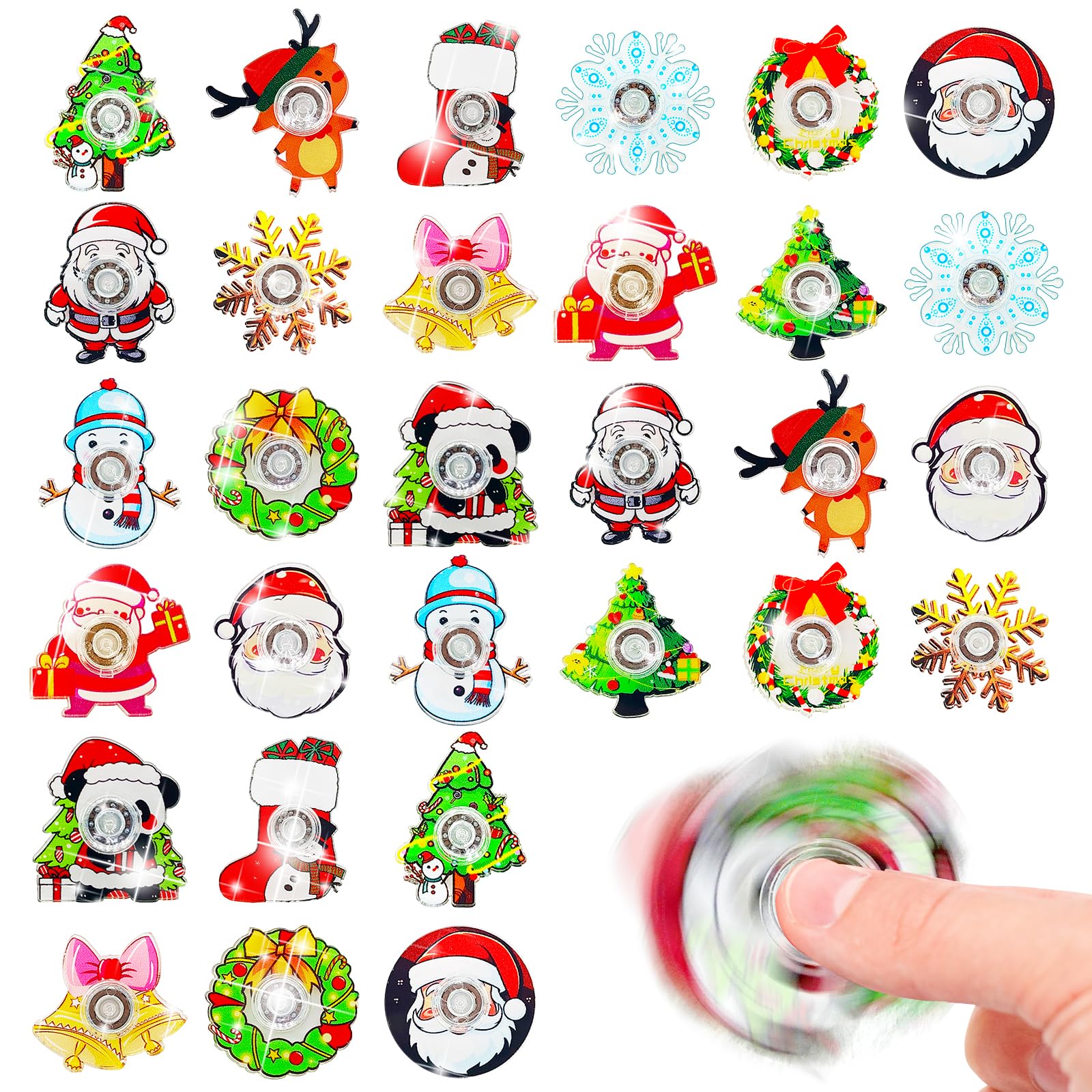KIDRENFUN Christmas Stocking Fillers, 30 PCS Eve Box Fillers Party Bag Fillers, Fidget Spinner Bulk Class Prizes