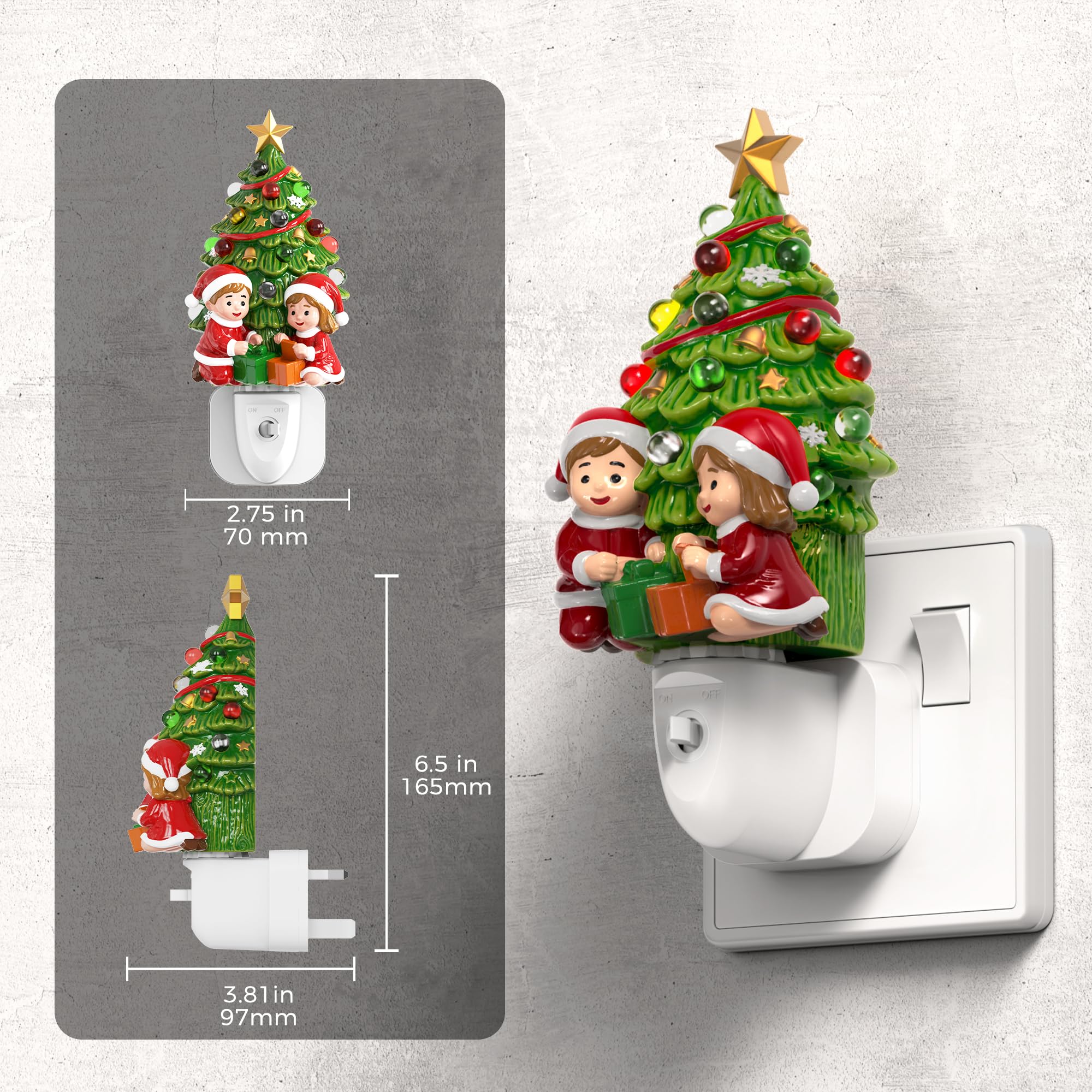 LOHAS-LED Christmas Tree Night Light Plug in Wall, 3000K Warm White - Image 4