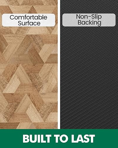 Miniatura 5 de LUMI Tapete de cocina ultrafino de grano de madera, perfil bajo, antideslizante, de secado rápido, lavables, roble blanco, 31.5 x 17 pulgadas