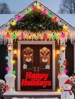 Vista 4 de Luces de Navidad C9 multicolor, 7.62 metros de cadena de luces transparentes multicolor con 26 bombillas de vidrio transparente (1 de repuesto)