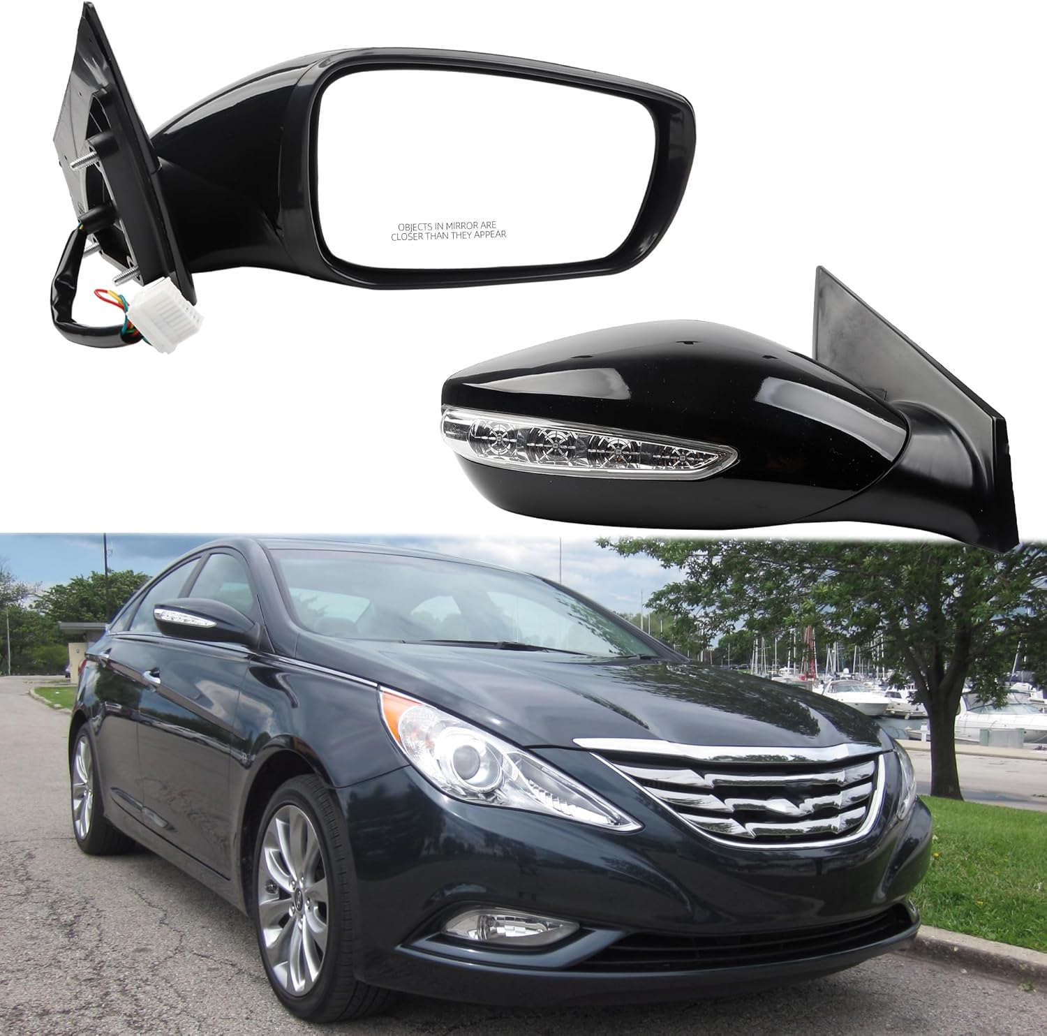 Dasbecan 7Pin Right Side Mirror Compatible With 2011-2014 Hyundai Sonata Passenger Rearview Mirror With Manual Folding, Heated, Power Glass, Turn Signal Replaces# HY1321168 87620-3Q110 Black