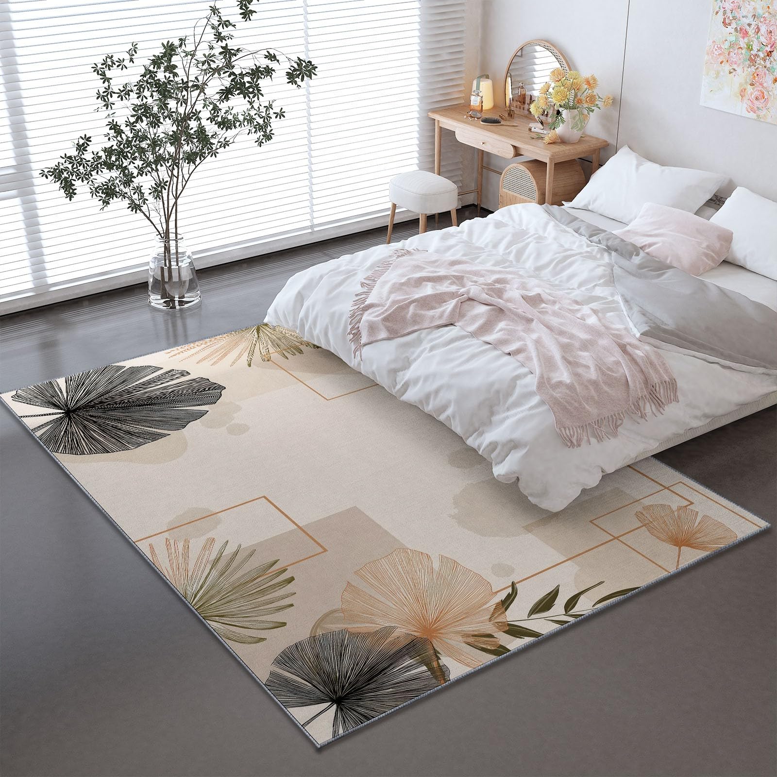 Tapis de salon ultra doux multicolore pour créer un coin lecture chaleureux dans la chambre