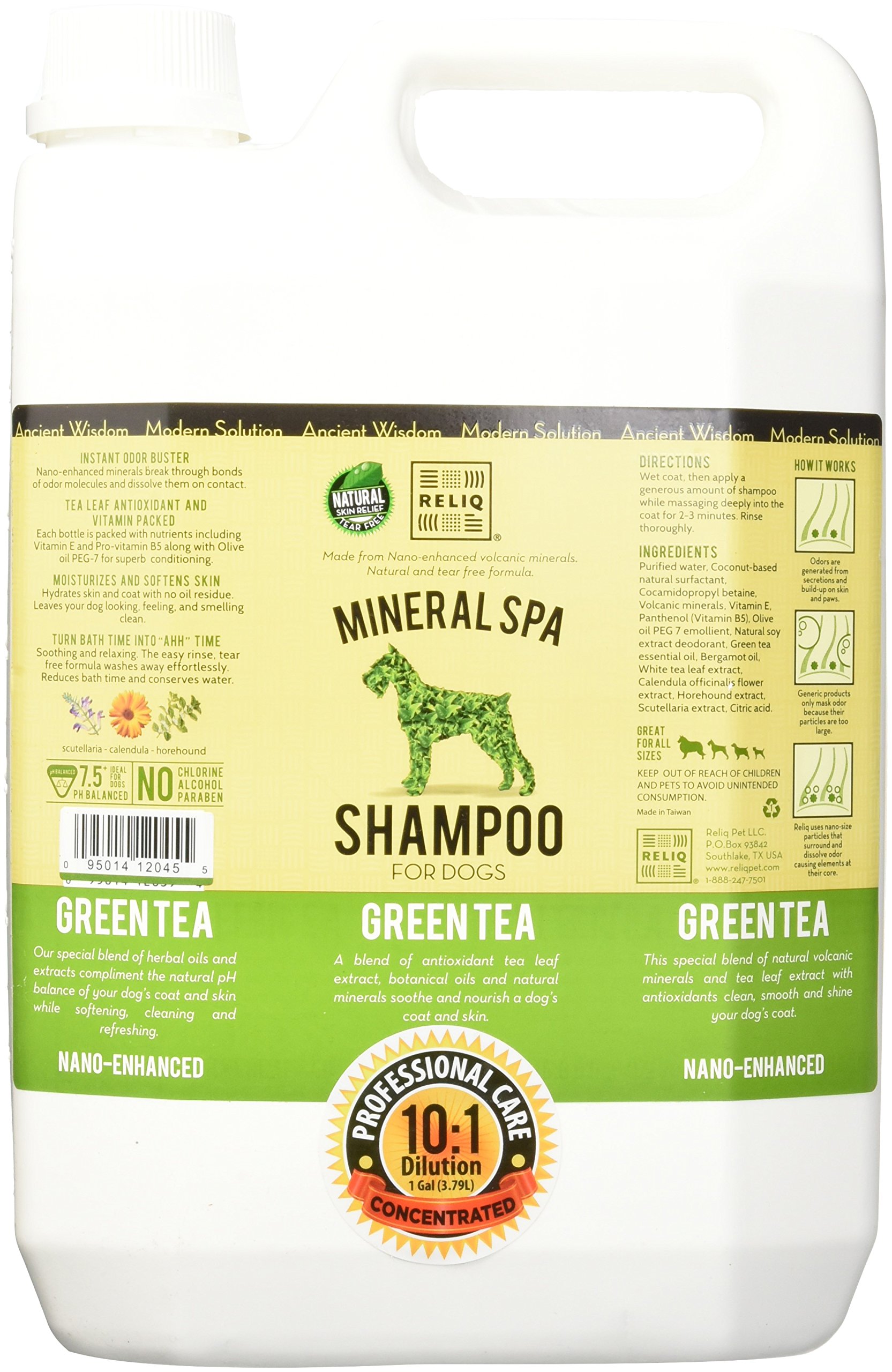 RELIQ Mineral SPA Shampoo for Dogs, 1-Gallon, Green Tea