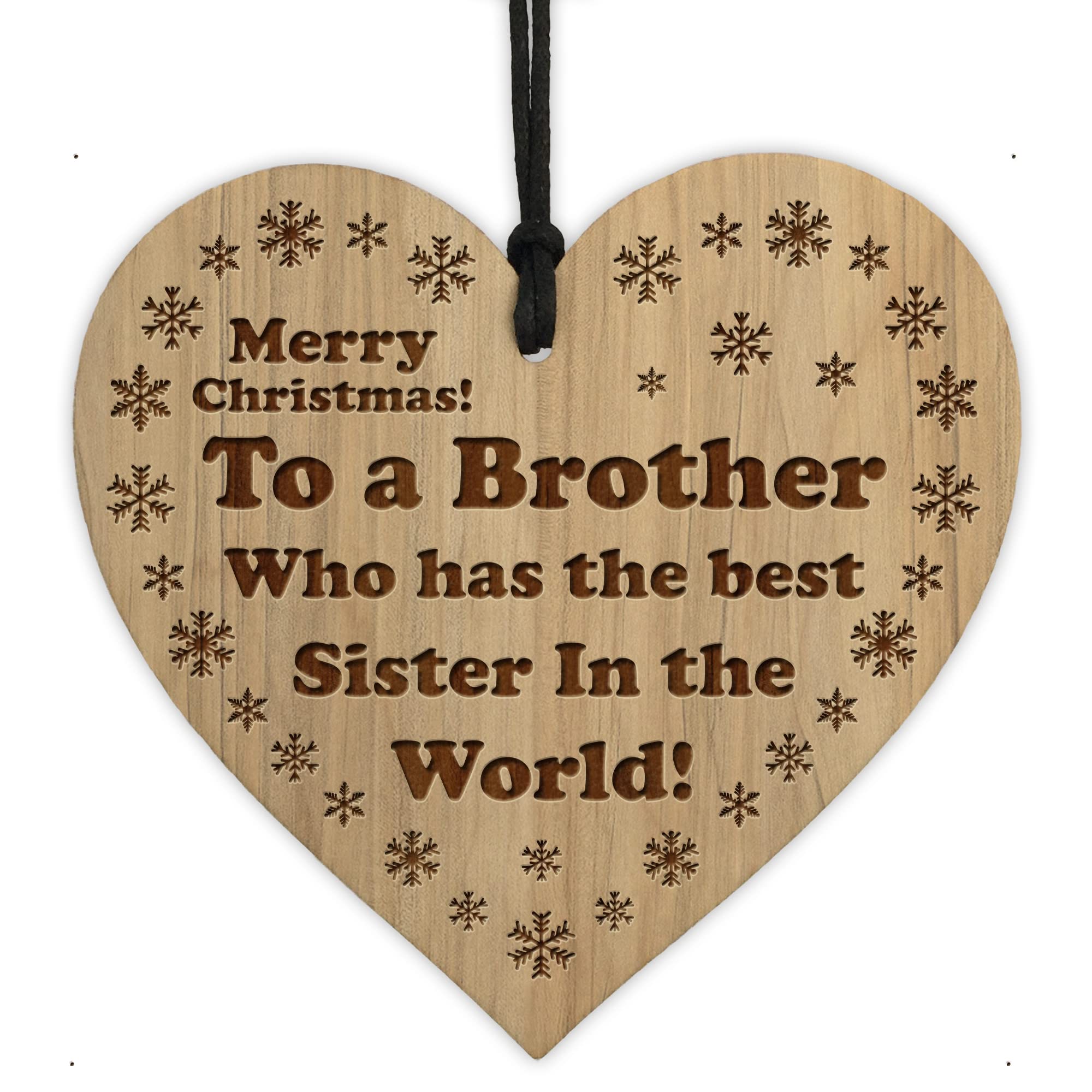 Red Ocean Funny Gift For Brother Christmas Engraved Wood Heart Gift For Him From Sister
