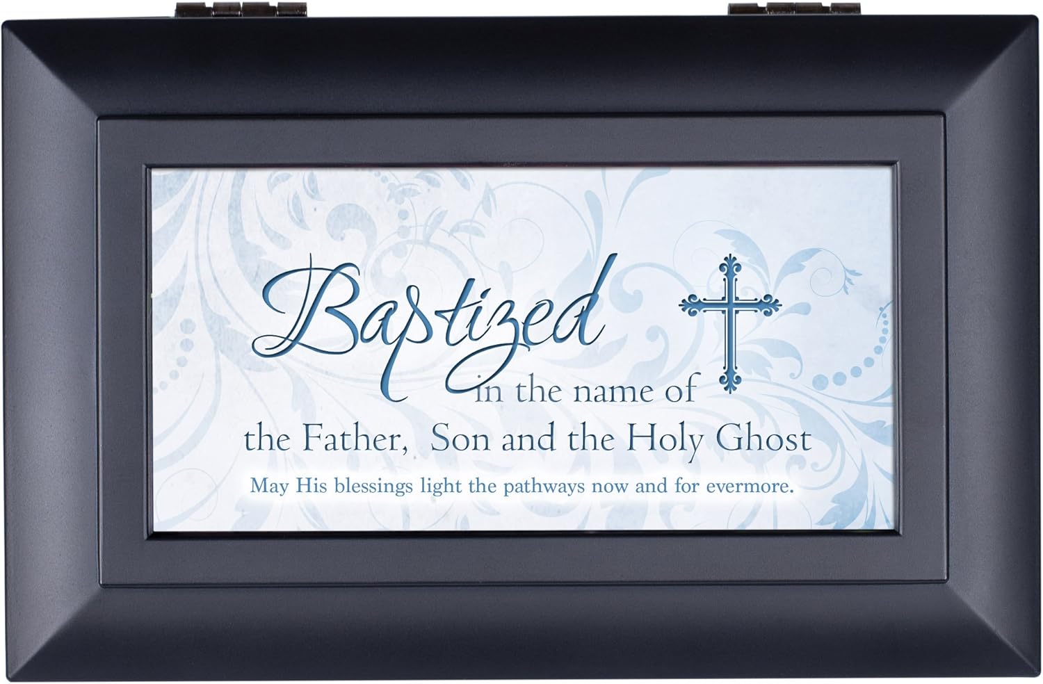 Cottage Garden Father Son Holy Ghost Blessing Matte Black Jewelry Music Box Plays Amazing Grace