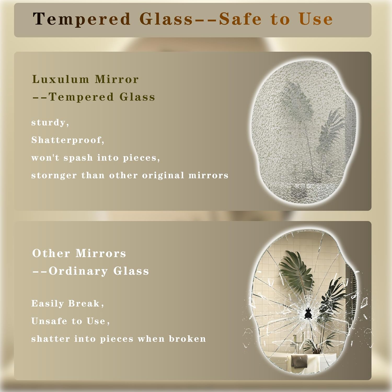 Irregular Backlit Led Bathroom Mirror for Wall 26"x36", Asymmetrical Lighted Vanity Mirror with Light, 3 Colors and Steppless Dimmable, Shatterproof, Defogger, Memory(Vertical or Horizontal)