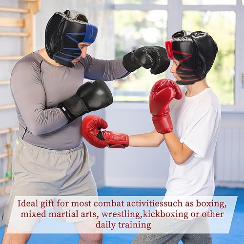 Miniatura 8 de Juego de casco y guantes de boxeo 6 en 1, protector de cabeza de seguridad de entrenamiento para MMA, kickboxing, aprendices de Muay Thai, niños y