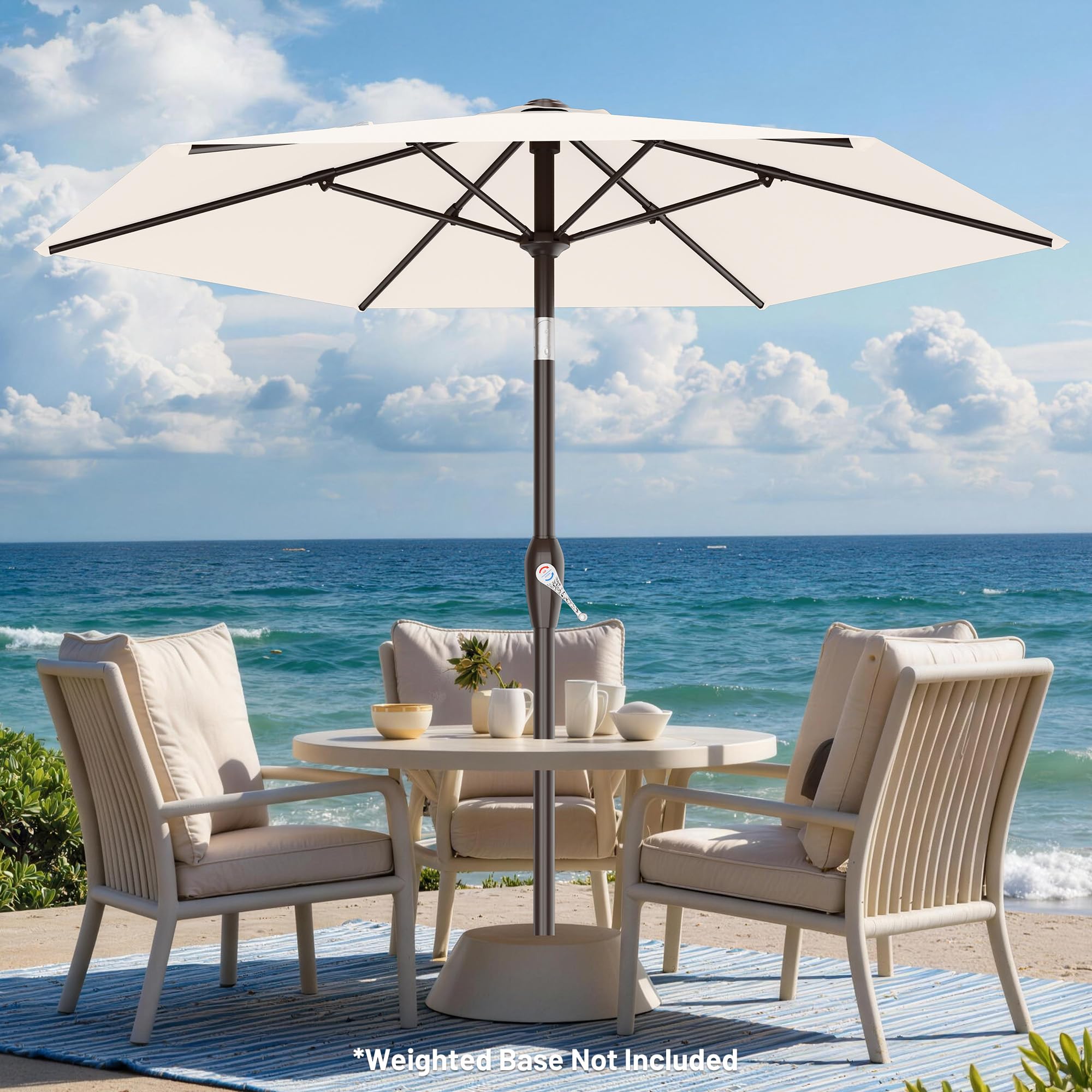 AreShark 7.5FT Patio Umbrella Table Market Umbrella w/Tilt and Crank, Heavy-Duty Outdoor Umbrellas for Pool, Deck, Garden and Backyard, Cream White : Patio, Lawn & Garden