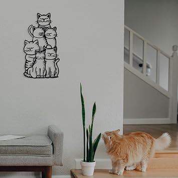 Xedatric Black Metal Cat Wall Art Silhouette Decor