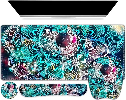 Miniatura 27 de Alfombrilla de ratón grande 4 en 1, juego de reposamuñecas para teclado, alfombrilla de ratón ergonómica con soporte para la muñeca, alfombrilla de