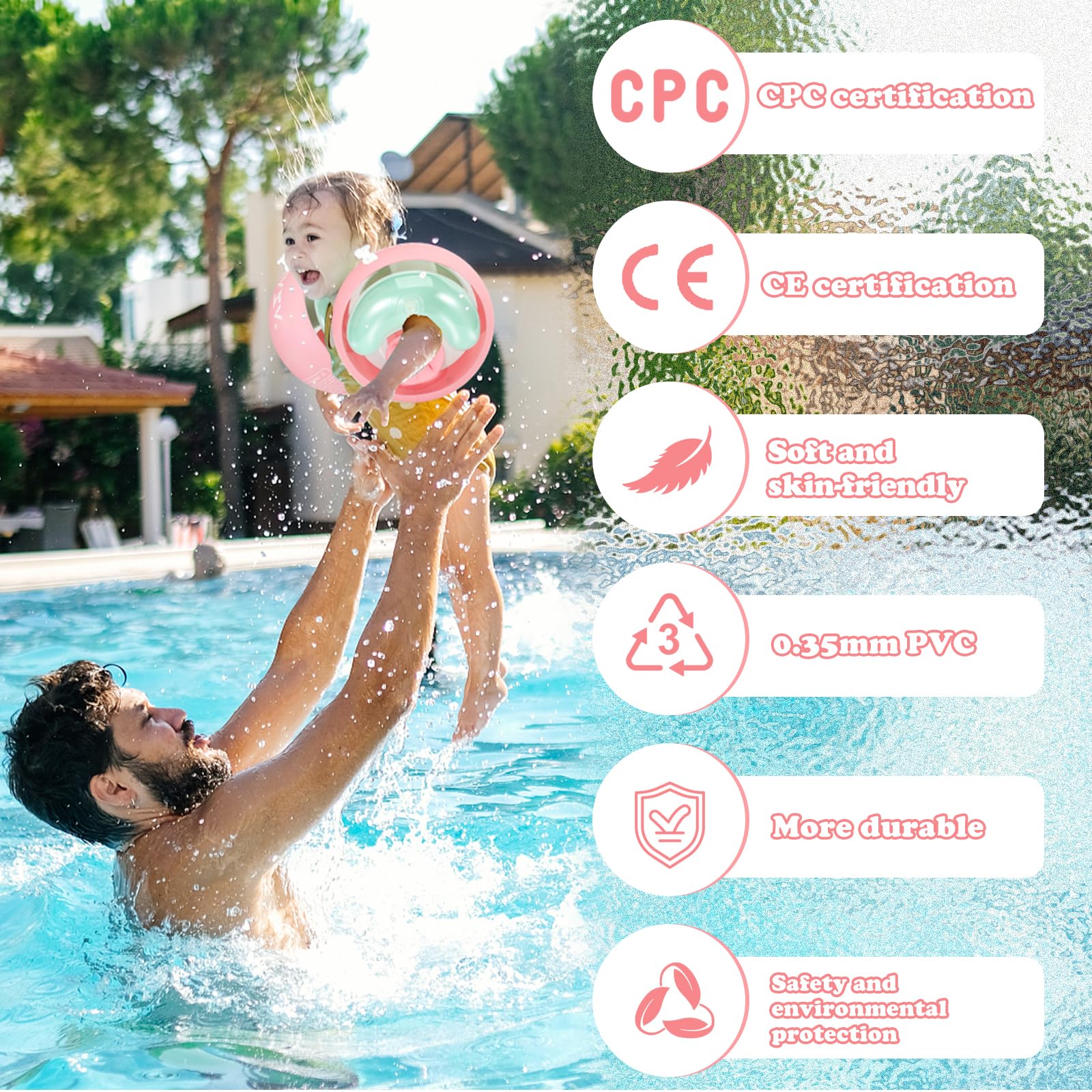 WYRIAZA Braccioli Bambini 1-6 anni Braccioli Bambini con 3 Airbag Indipendenti Rotondi Comodo Design Antiscivolo 5-20KGS