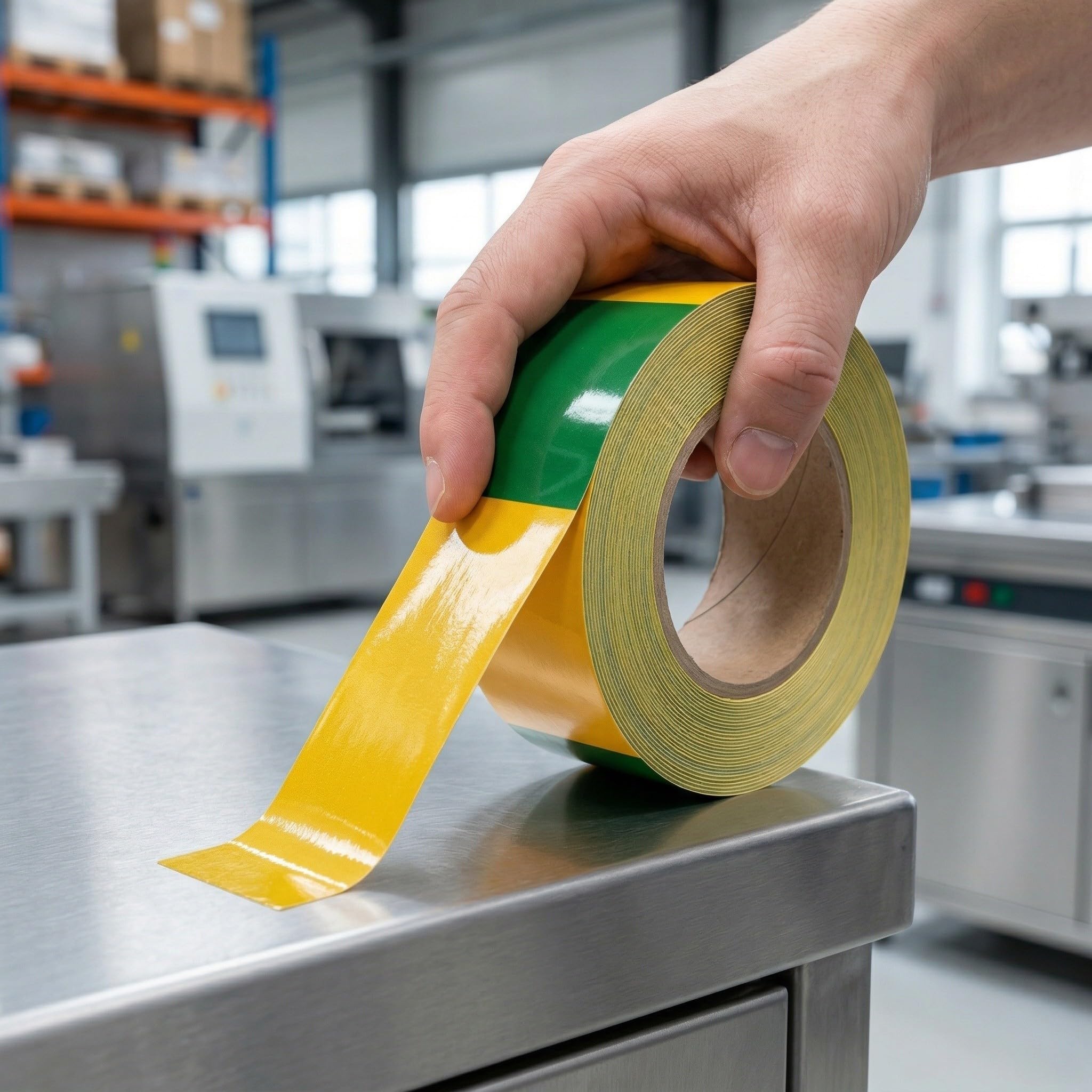 PRETYZOOM Cinta Adhesiva de Advertencia Amarilla y Verde para Señalización en Suelo, Pvc Autoadhesiva Resistente al Agua, Adecuado para Inspecciones Nocturnas y Paredes