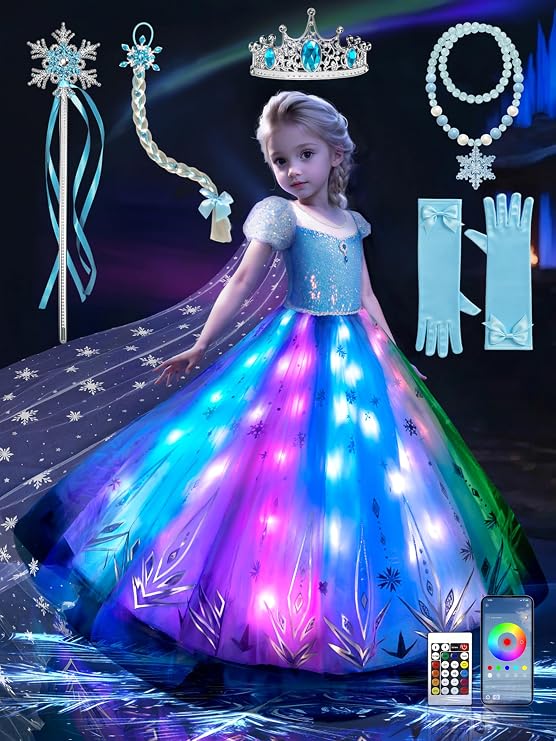 BLINGCOS Robe de Princesse Féerique Lumineuse LED avec Synchronisation Musicale