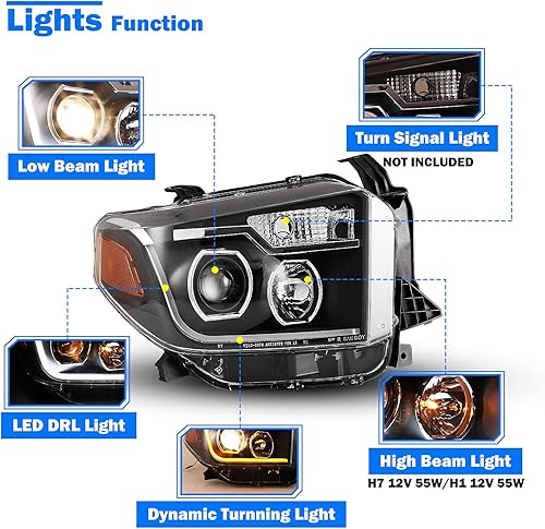 Miniatura 10 de WOLFSTORM Conjunto de repuesto de luces traseras Toyota Tundra, luces traseras LED para Toyota Tundra Pickup 2014-2020, 1 par (lente transparente)