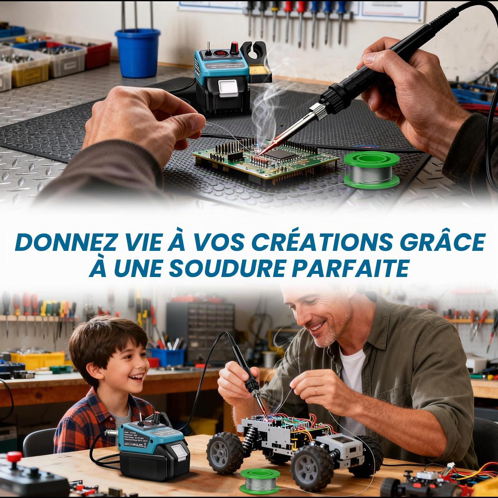 Kit fer à souder sans fil compatible batterie Makita 18V LXT pistolet à souder numérique LED 90W pour tous les amateurs de bricolage (batterie non fournie)