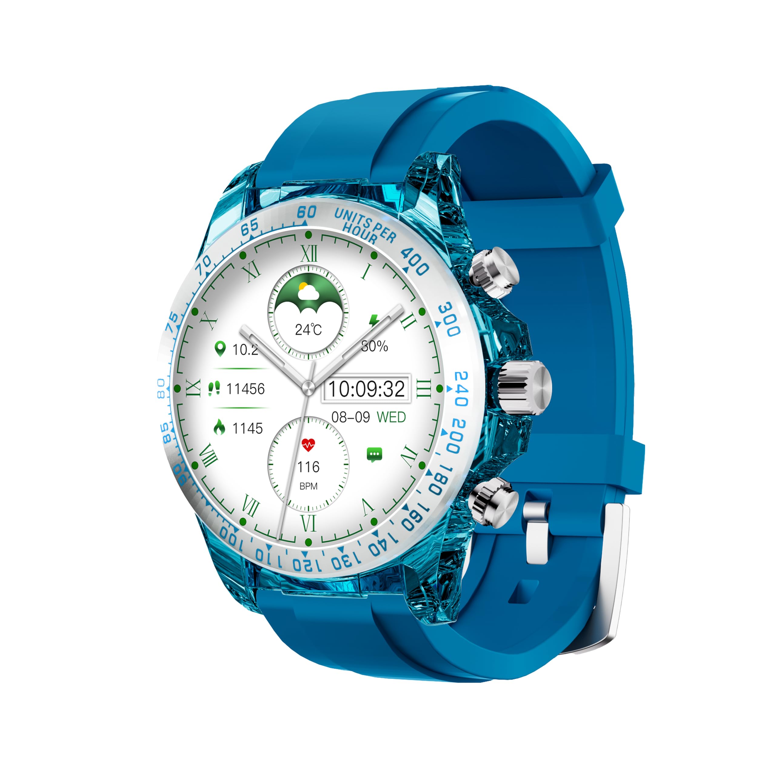 PorodoRaytona Smart Watch Blue dial + Silicon Strap