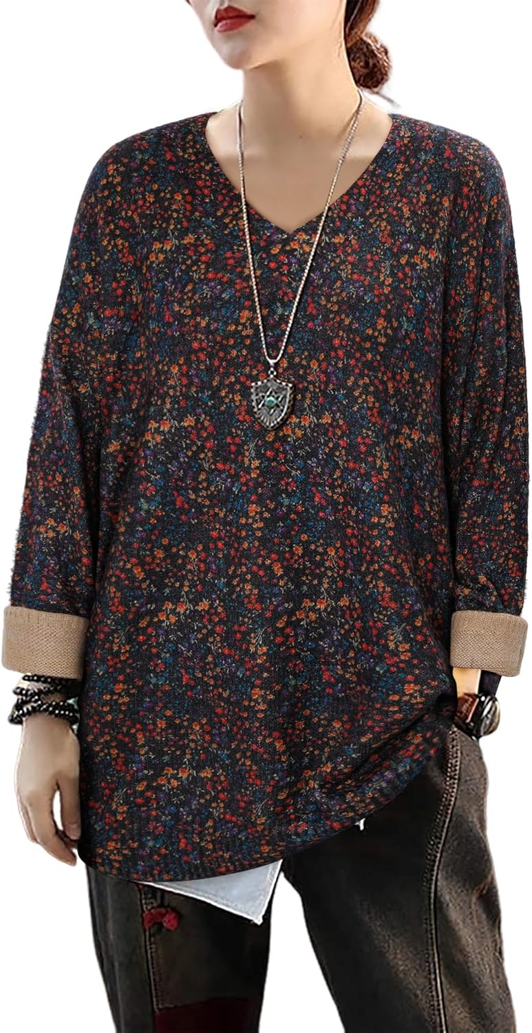 CRAZY GRID Women Knitt Pullover Sweaters Winter Patterned Oversized Long Sleeve Graphic Print Jumper Tops - Image 2