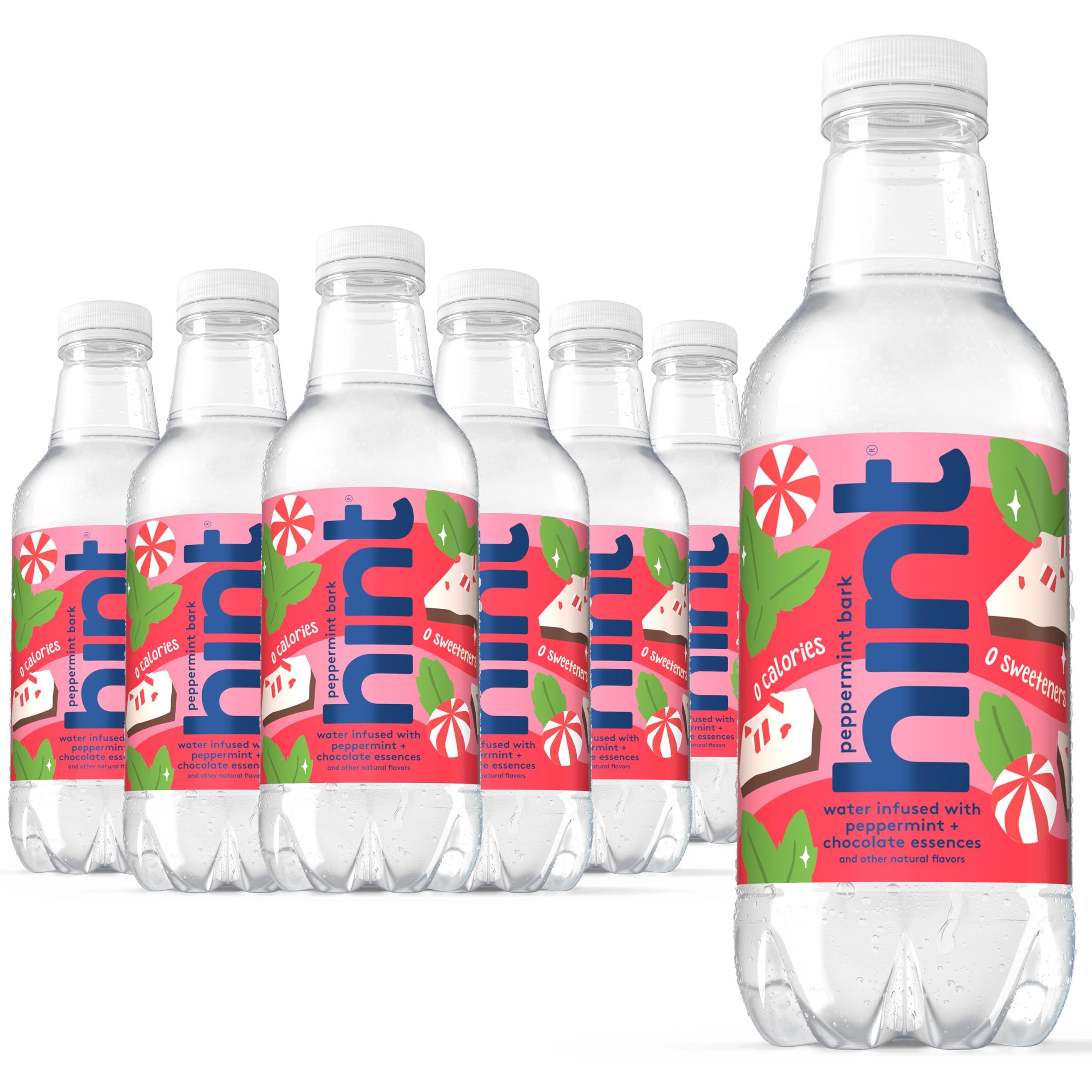 Hint Fruit-Infused Bottled Water, Peppermint Bark- Sugar Free Flavored Water with Zero Calories, Naturally Flavored, and No Artificial Sweeteners - 16