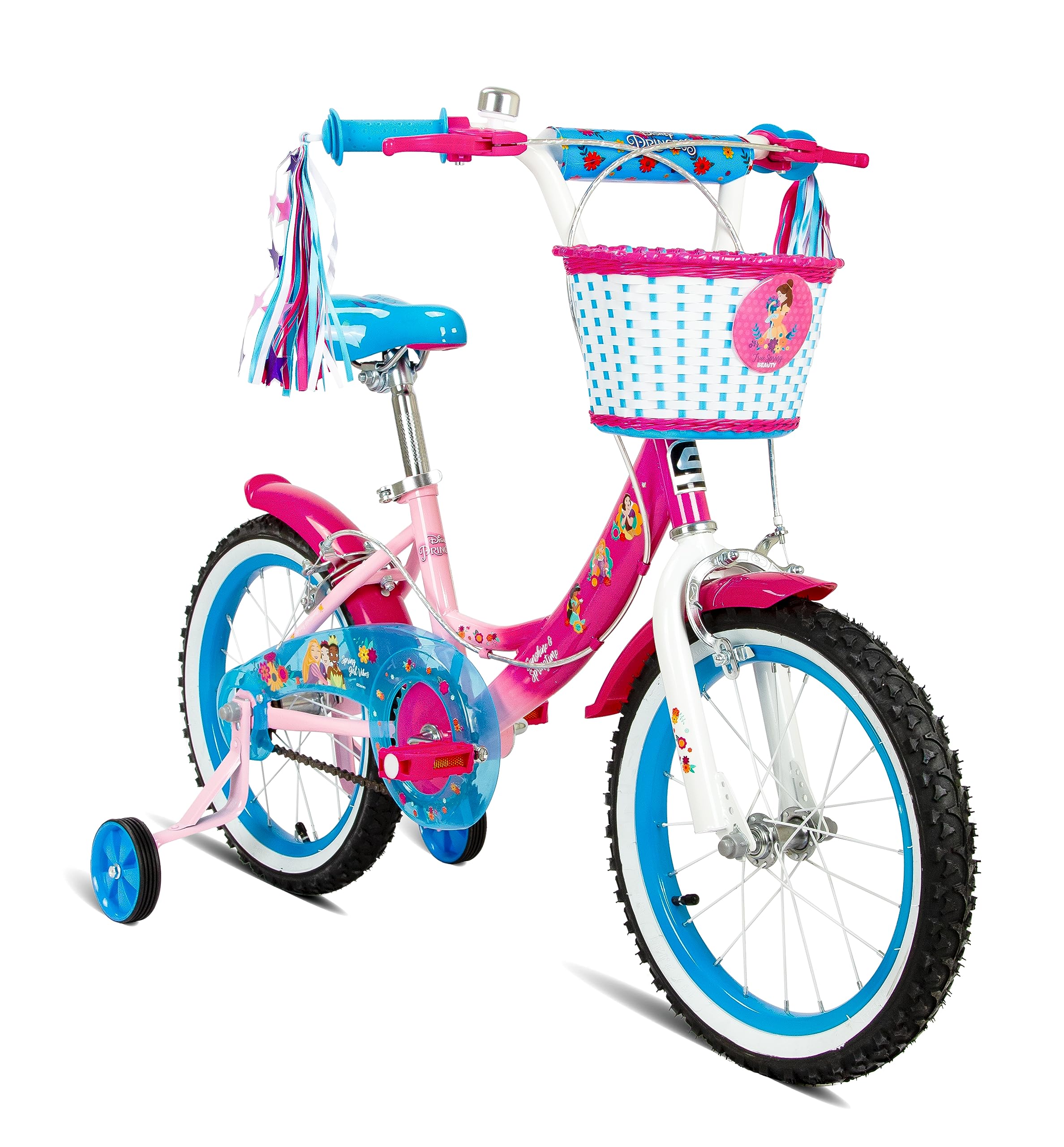 16" Disney Princess Bicycle – Ideal First Big Kid Bike for Girls Ages 4 to 7 | Removable Training Wheels | Adjustable Seat & Handlebar | Rear Mudguard | Disney Princess Design | SP-3199
