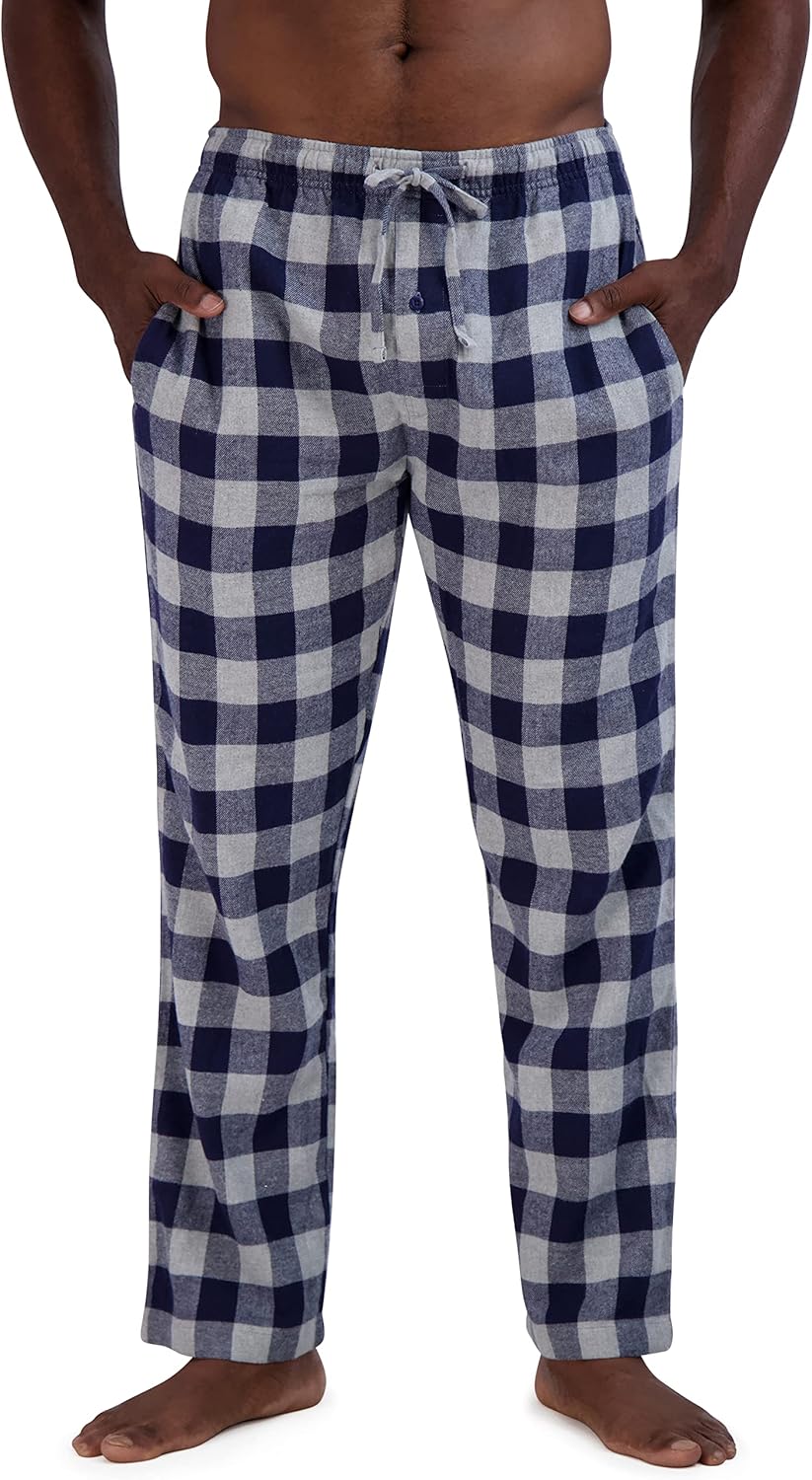 Hanes Ultimate Men’s Flannel Pajama Pants, Plaid Cotton Loungewear, Pj Bottoms with Pockets, Extended Sizes - Image 6