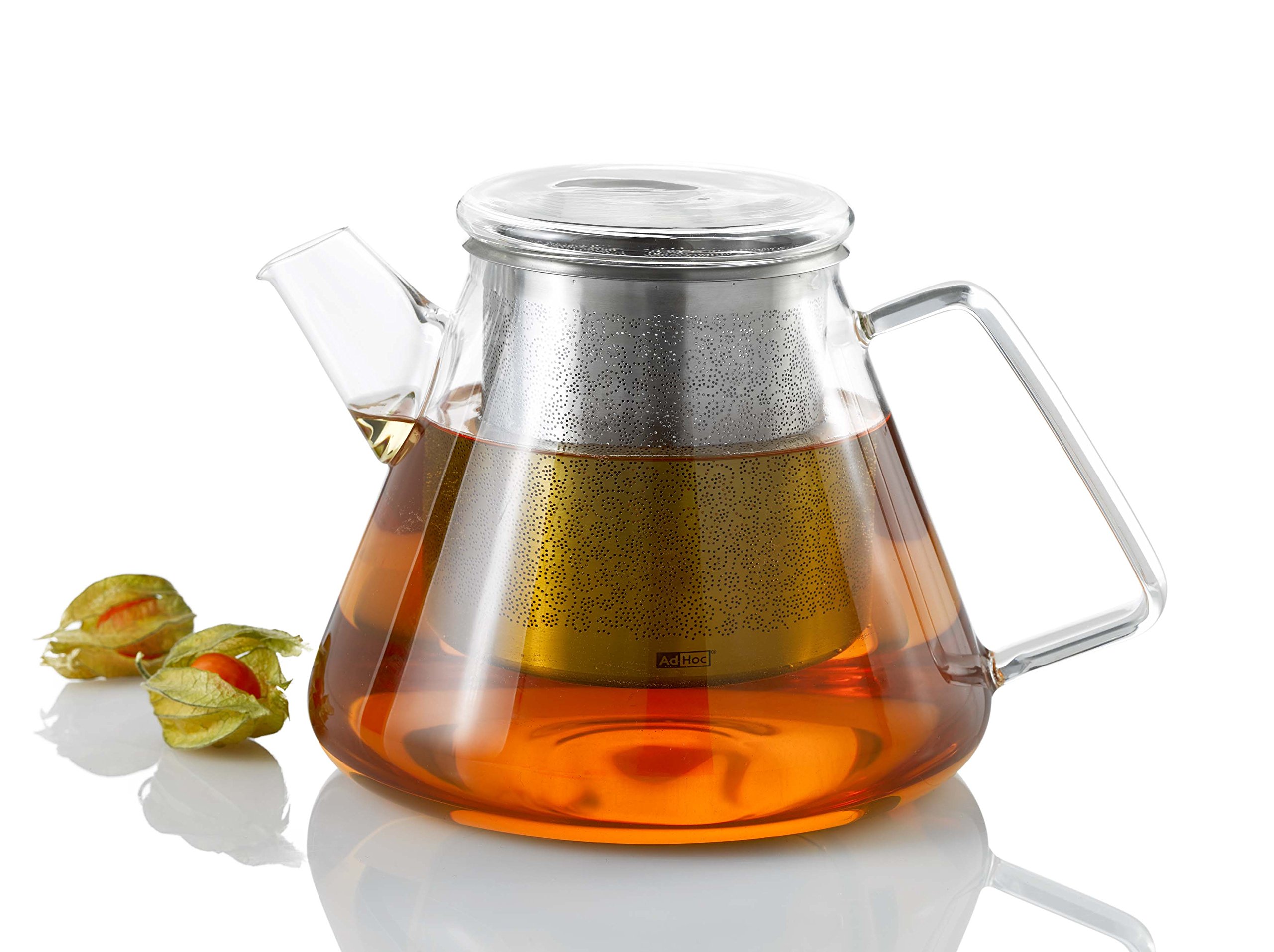 AdHoc TK50 Teekanne 1,5 l mit Filter für losen Tee ORIENT+, Glas/Edelstahl