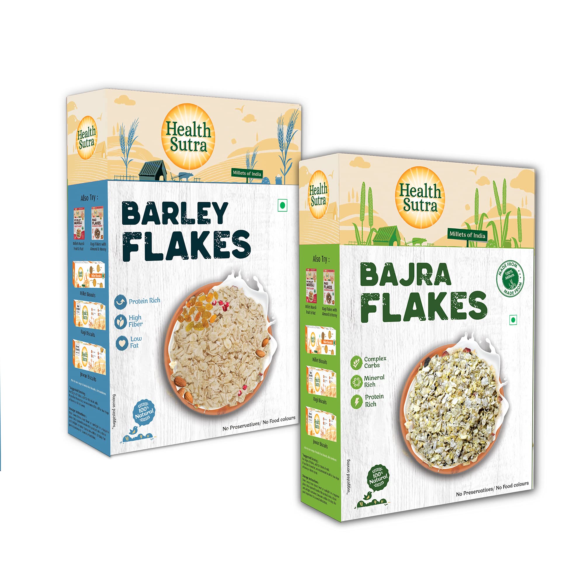 Health Sutra Flakes Combo - Bajra Flakes & Barley Flakes (500gm each) – Millets Cereal for Breakfast, High Protein, Diet food for Weight Loss, 100% Natural, Use like Oats/Corn Flakes (B09FGGPFYR) Amazon Price History, Amazon Price Tracker