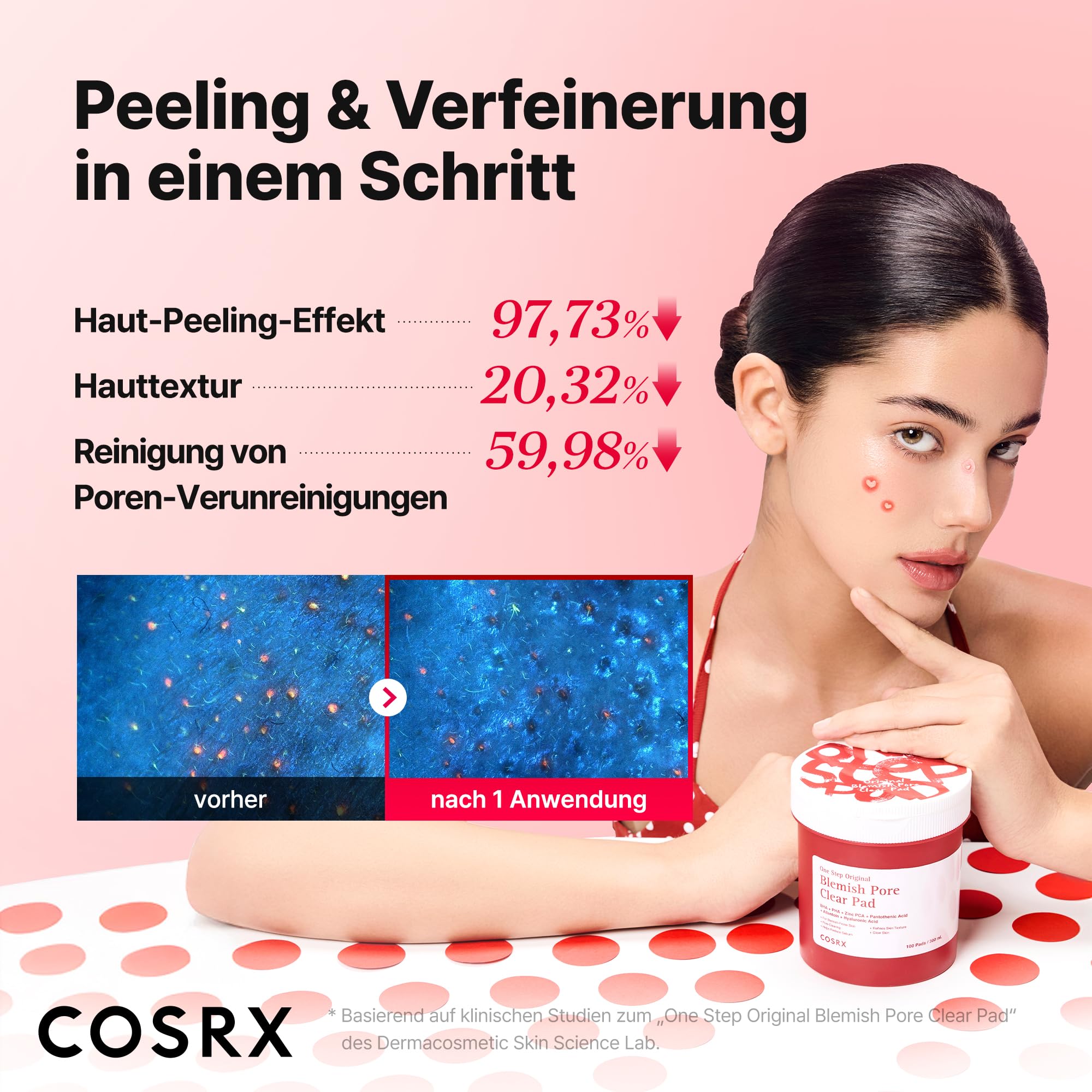 COSRX OneStep Original Blemish Pore Clear Pad, 100 Pads, Dual-Sided Facial Pad for Exfoliation, Pore Care & Hydration with BHA, PHA & Zinc PCA & 5 Hyaluronic Acids, Korean Skin Care