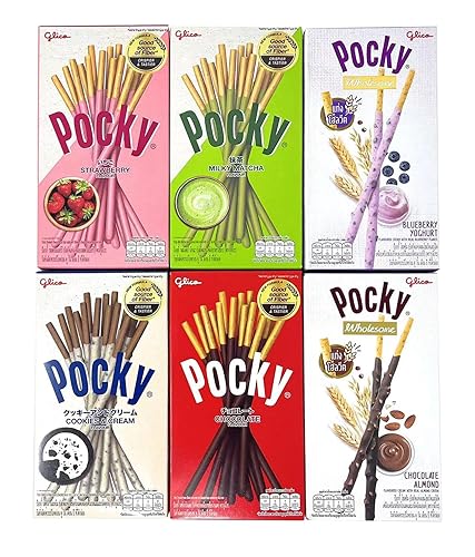 Pocky Biscuit Stick - Paquete variado de 6 sabores (paquete de 6) (total 8.84 onzas), sabores clásicos y nuevos sabores divertidos, yogur y almendra