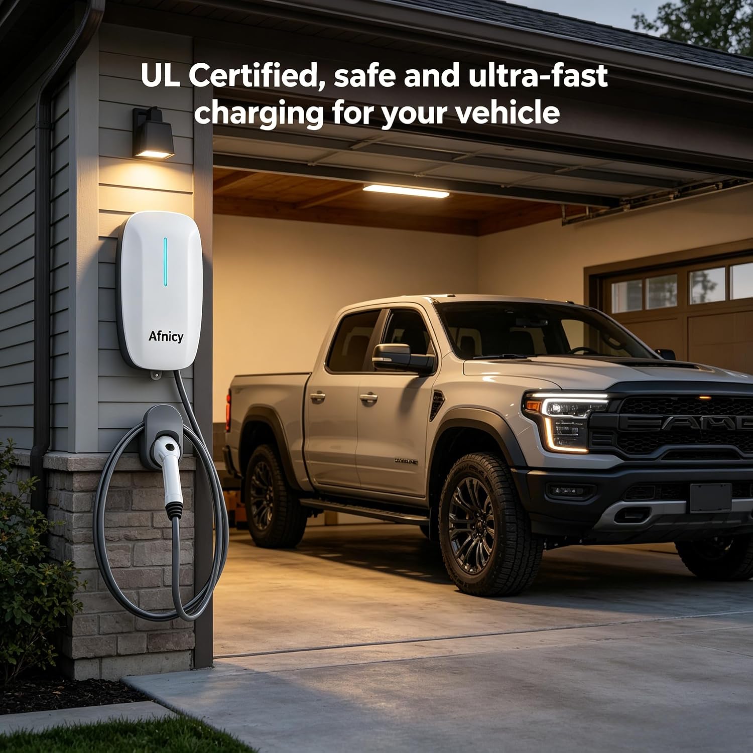 Level 2 EV Charging Station, 7kw 32 Amp Electric Vehicle Car Charger Chargepoint Home Flex EV Wall Connector Plug and Play - Gray