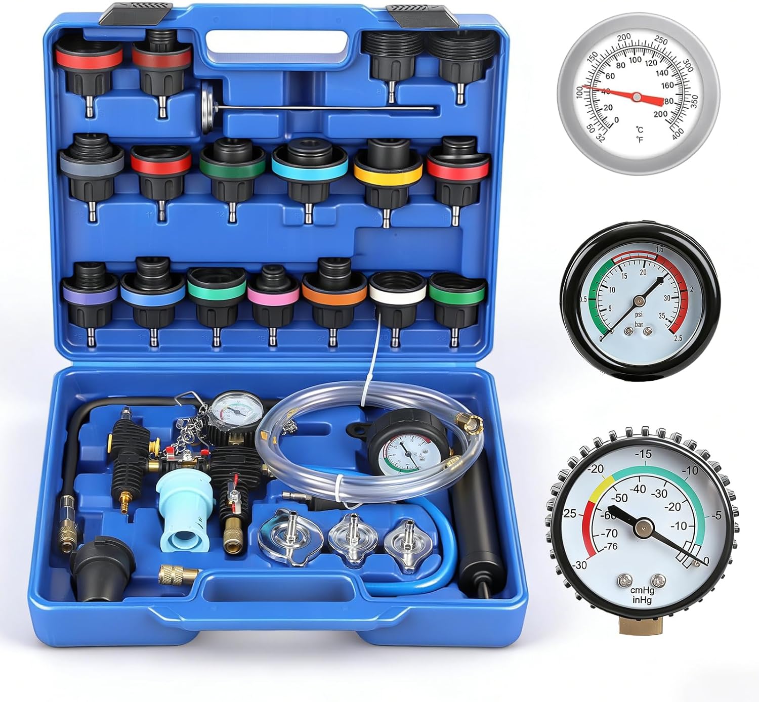 Coolant Pressure Tester Kit, 31PCS Master Coolant Vacuum Refill Kit with 23 Radiator Adapters for Automotive Cooling System Vacuum Leak Tester & Radiator Pressure Tester Kit with Refill Tool