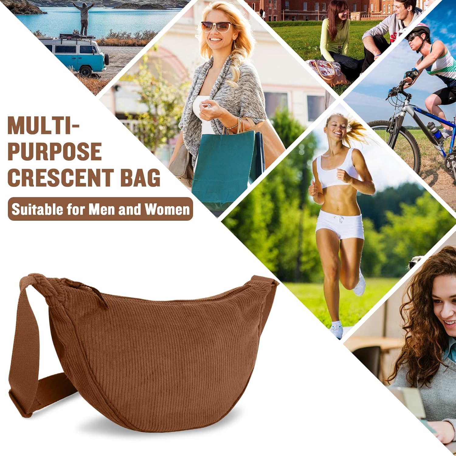 Nylon Crescent Crossbody Bag for Women Purses Trendy Men,Small Travel Sling Bag Hobo - Image 6