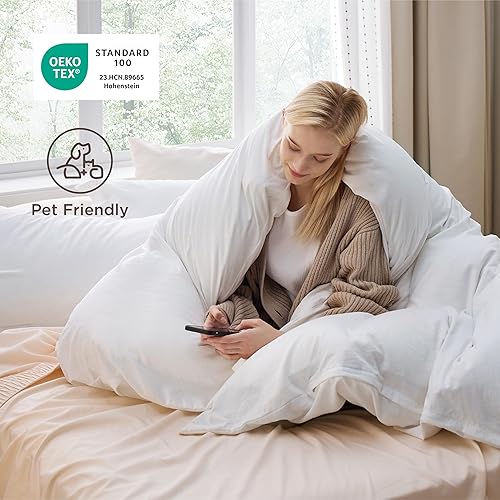 Vista 403 de Bedsure Funda de edredón azul pizarra tamaño Queen – Juego de ropa de cama extra suave prelavada similar al algodón, incluye 1 funda de edredón