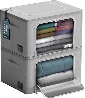 Sorbus Jumbo Clothing Storage Bins with Clear Window (2 Pack, Grey)