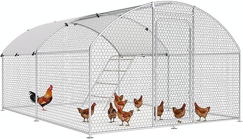 Miniatura 17 de Gallinero grande de metal para gallinero con cubierta residente de agua para casa de conejos, corral de pollo al aire libre para patio, techo