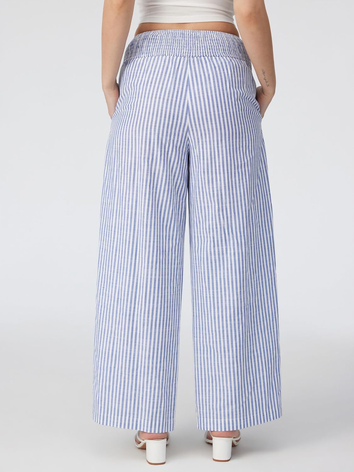 CIDER Palazzo Pants for Women Wide Leg Flowy Pants with Pockets Elastic Mid Waist Summer Beach Vacation Outfits Lightweight