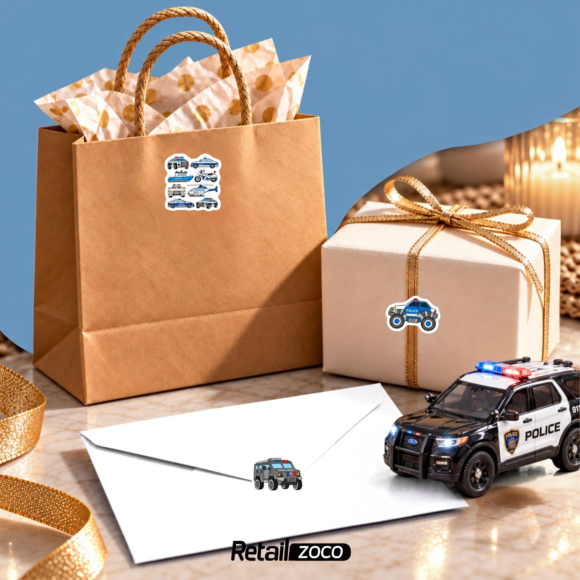 Rollo Pegatinas Oficios para niños, Profession stickers (3, Policia) - imagen 4